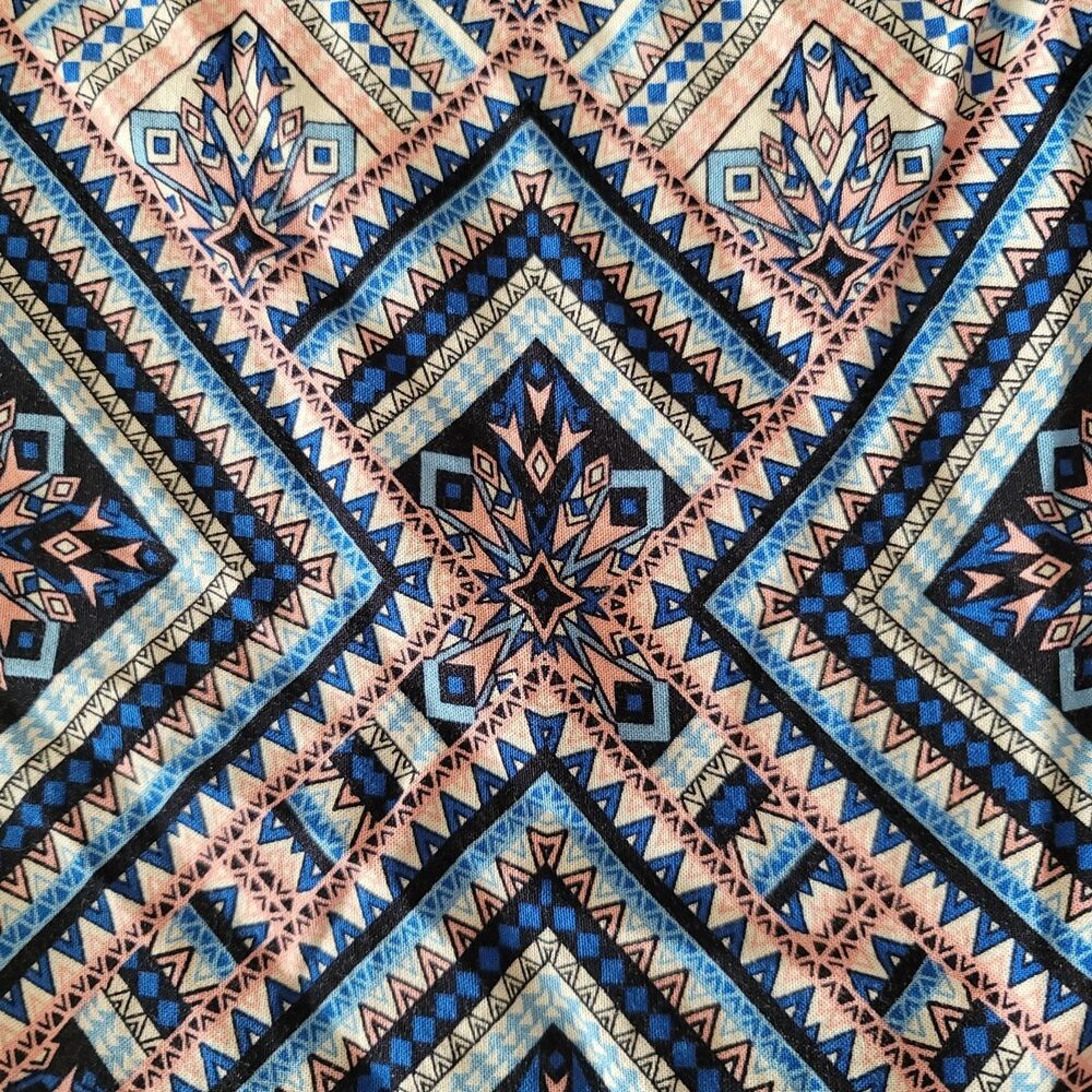 Womens Straight Leg Blue Boho Colorful Geometric Pants Lightweight Festival SZ M - Picture 5 of 6
